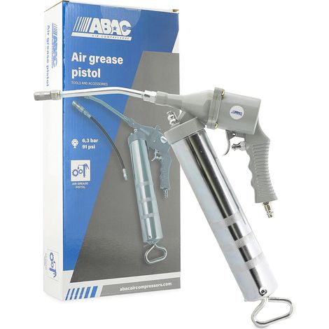 INGRASSATORE PISTOLA POMPA GRASSO ARIA MANUALE TUBO RIGIDO-FLESSIBILE 400gr ABAC (1/5)