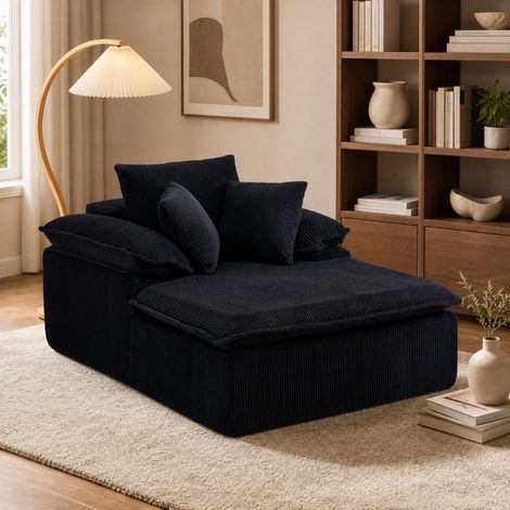 Sofá reclinable sin estructura de pana negro 177x122x92 cm OKWISH (1/5)
