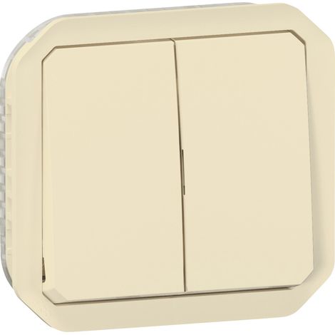 Commande double interrupteur ou poussoir Plexo composable sable LEGRAND 069691L (1/2)