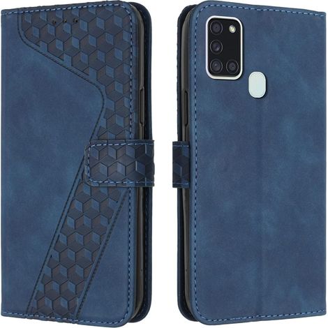 Coque pour Samsung Galaxy A21S, Etui Protection Housse Premium en Cuir PU Portefeuille Étui Téléphone [Fermoir Magnétique] [Fentes pour Cartes] Flip Case pour Samsung Galaxy A21S（Bleu