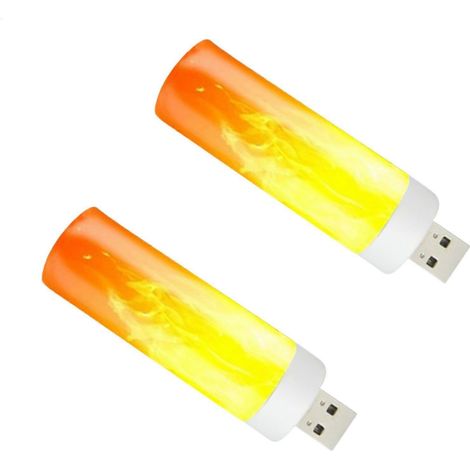 Lampe LED à effet flamme avec lueur dansante réaliste, rechargeable par USB, idéale pour la chambre ou le camping, lot de 2. (1/5)