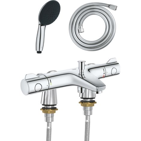 Mitigeur baignoire thermostatique GROHE Grohtherm 800 avec colonnettes Idro'Flex + Douchette 2 jets Start + Flexible (1/4)
