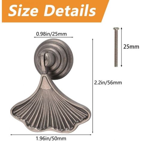 Ginkgo poignée en forme de feuille, 4 pièces ANTIQUE NICKEL pendentif pull hand, quincaillerie tiroir simple trou Zinc poignée en alliage pour armoi (1/3)