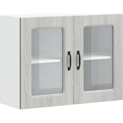 Maison Exclusive - Pensile da Cucina con Porta in Vetro Kalmar Grigio Sonoma (1/5)