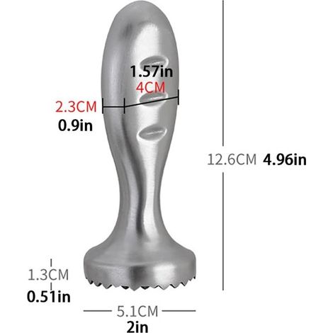 Máquina para hacer albóndigas, Martillo para carne fabricado en acero inoxidable 304, reforzado, para bistec, cerdo y cordero, color plateado (1/2)