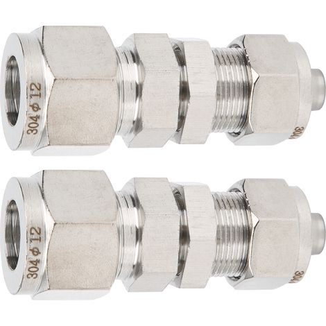 2 Pièces Raccord de Jonction à Compression 304 Inox Droite 12x8 mm pour Tuyauterie (1/5)