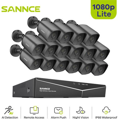 SANNCE 16CH Überwachungskamera Set 1080P Kamera IR Nachtsicht Fernüberwachung CCTV Videoüberwachungsset Kamera System (1/5)