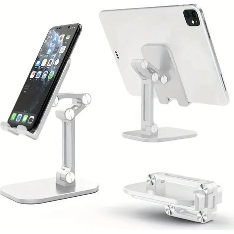 Support pour smartphone triple pliure, design compact et réglable pour voyage et bureau (1/5)