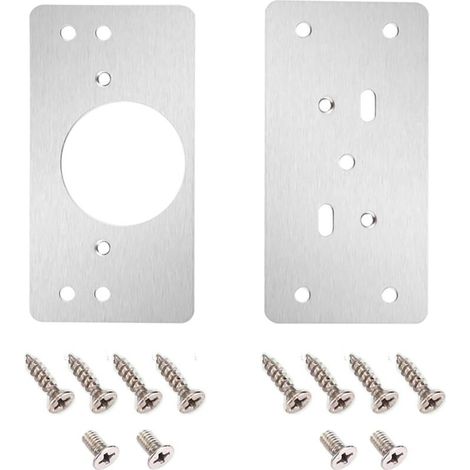 Plaque de Réparation de Charnière D'armoire avec Trou. 2 Pièces Supports de Réparation Plaques Installation Facile avec 12 Vis. Kit De Réparation De Charnière pour Bois. Meubles. Étagè