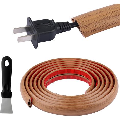 Cache Cable Sol Auto-Adhésif 3M x 3cm, Goulotte Passe Cable Flexible en PVC avec Raclette, Anti-Trébuchement, Facile à Couper, Cache Fil Électrique pour Maison Bureau Concert (1/5)