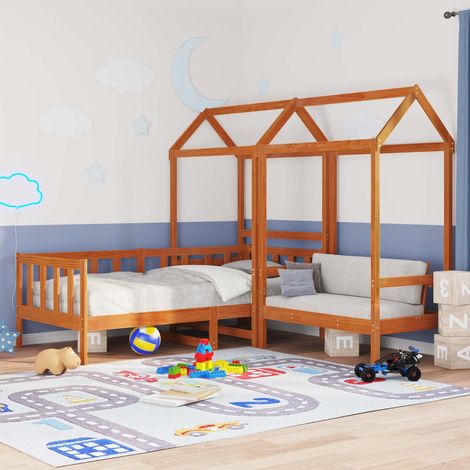 vidaXL Set di Letto per il Giorno 3 pcs Marrone Cera