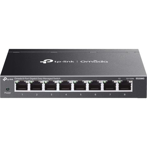 Switch réseau TP-Link Omada ES208G, administrable, Gigabit Ethernet L2 (10/100/1000), noir (1/5)
