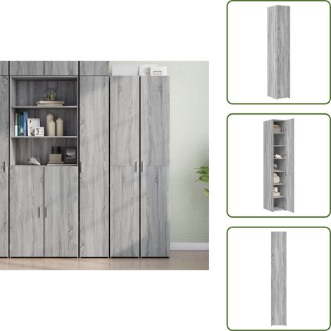 Hochschrank für Wohnzimmer - vidaXL Highboard Grau Sonoma 30x42,5x185 cm Holzwerkstoff - Hochschrank für Schlafzimmer (1/5)