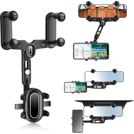 Support Téléphone Rétroviseur Voiture, Porte Téléphone Voiture Rotatif à 360 Degrés, Opération à Une Main, Support de Téléphone (1/5)