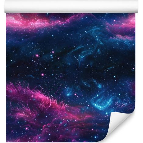 Papier peint aquarelle galaxie bleu marine et violet, fond violet 50x1000 cm (1/5)