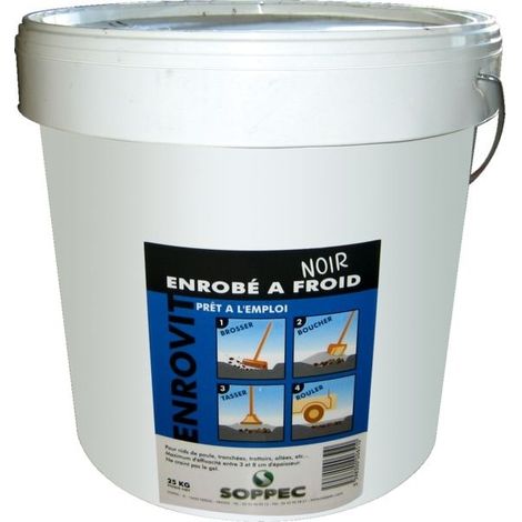 Soppec – Enrobé bitumeux prêt à l'emploi pour réparations urgentes – Granulométrie 0/4, 0/6, 0/10 – Seau de 25 kg – 143103