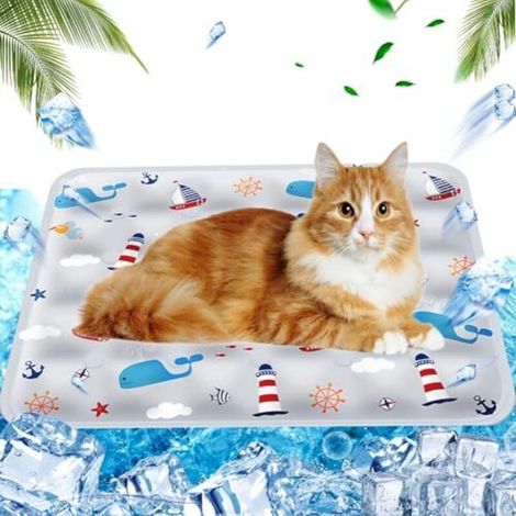 Tapis Coussin rafraichissant pour chien Injection d'eau,Tapis Refroidissement chat Matelas, Tapis rafraîchissant pour Animaux de Compagnie Matelas, 40 x 50cm, M, Gris