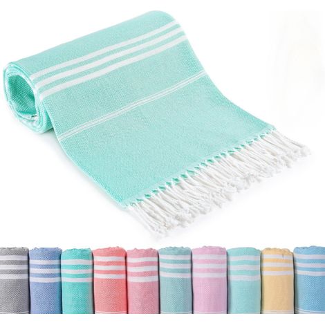 Serviettes de plage turques – indispensables en vacances : serviette de bain et de natation extra-large à séchage rapide, anti-sable, couverture XL extra-large, indispensables pour les adultes en voya (1/5)