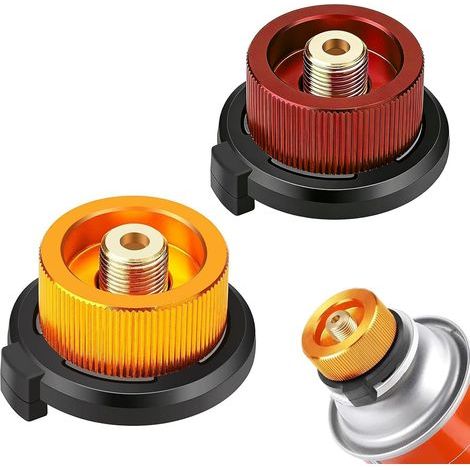 2-delige gaspatronen-adapterset, universele gasadapter voor campingkooktoestellen en gaspatronen, compacte adapterset voor picknick, outdoor, wandelen en reizen (1/5)