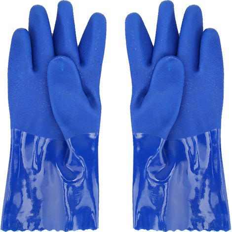 Gants de sécurité à manches droites, doublés de coton tricoté, résistants aux produits chimiques et en PVC, antidérapants (M)