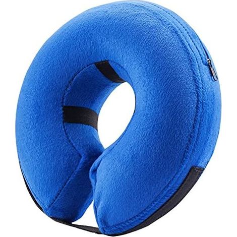 Collier Gonflable de Protection pour Chiens et Chats - Collier de Récupération Souple pour Chien de Compagnie ne Bloque Pas la Vision (Bleu, L) (1/5)