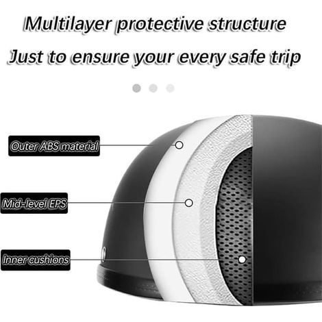 Casque moto rétro demi-jet, style décontracté, homologué DOT, taille S adulte, pour cyclomoteur, scooter ou vélo. (1/4)