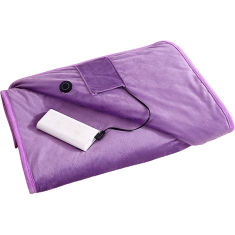 Portable USB electric heated blanket with timer function, 3 speed settings, Purple (1/5)
