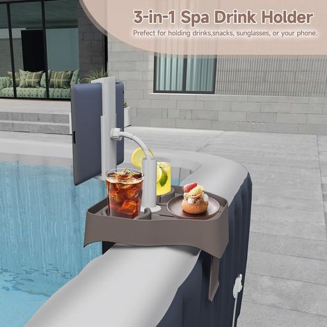 Adjustable Jacuzzi tray, attachable pool cup holder, mobile phone holder, spa tray, non-slip drinks side table for inflatable pools/spas (1/5)