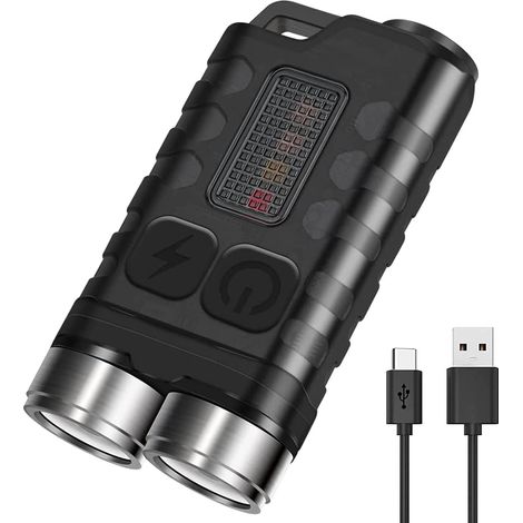 Linterna llavero de 900 lúmenes con luz UV, 10 modos, base magnética, resistente al agua, ideal para acampar al aire libre. (1/3)