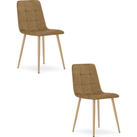 Sedia Kara - velluto marrone / gambe color legno x 2 (1/5)