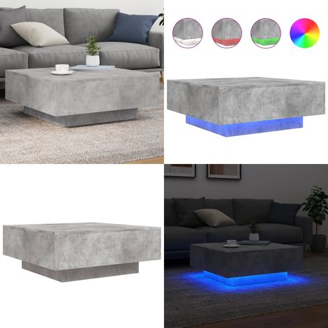Table basse avec lumières LED gris béton 80x80x31 cm - Lumière LED - Table d'appoint (1/5)