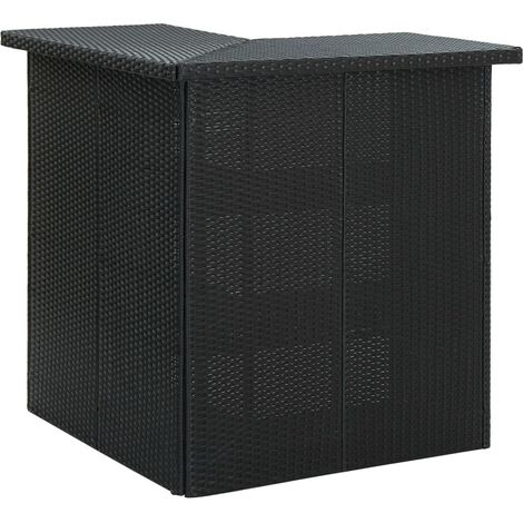 Ensemble 2 Table de bar + 6 Tabourets de bar de jardin, Ensemble Table et Chaises avec coussins Résine tressée Noir OIB7400E (1/5)