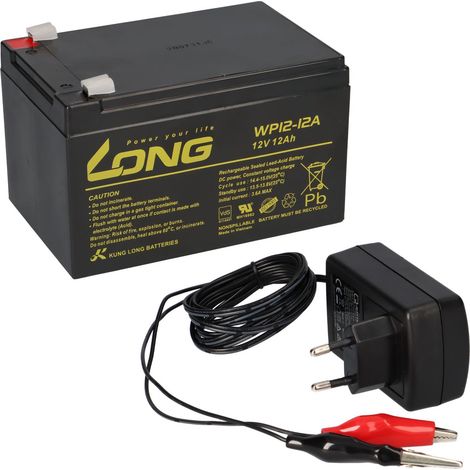 Kung Long WP12-12 12V 12Ah + 1A Ladegerät – AGM Komplettset (1/5)