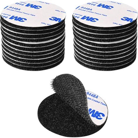 CSPARKV 20 pièces Scratch Autocollant Double Face Extra Fort, Noir Bande Auto-Adhésif Réutilisable Rond 5cm Adhesif Double Face Puissant pour Bricolage/Cadre Photos (1/5)