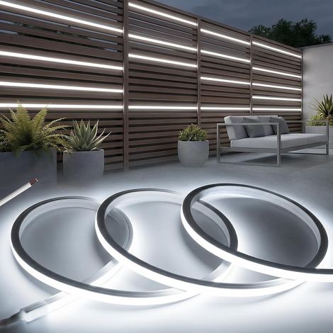 Waterproof Outdoor LED Strip 24 V, 2 m Neon LED Strip Silicone Waterproof IP65 Cool White 6000 K Flexible LED Strips Cuttable for Home, Kitchen, Bedroom, Without Transformer (1/5)