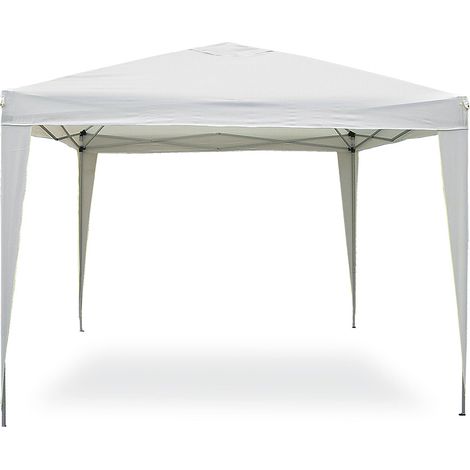 Gazebo Pop Up Pieghevole 3x3 M Richiudibile Struttura in Acciaio Tessuto Bianco (1/2)