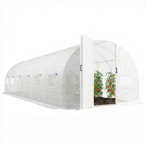 Serre de jardin Serre tunnel jardin 24 m² acier galvanisé bâche (1/5)