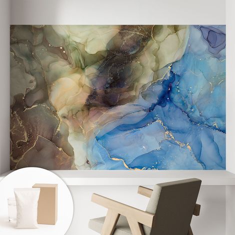 Tapete Vliestapete mit Kleber für Wohnzimmer Schlafzimmer Küche - Wanddekoration Farbenfrohe Abstraktion 104x70 cm (1/5)