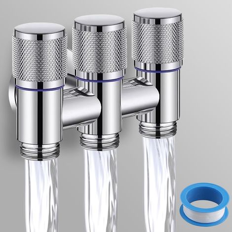 Vanne D'inversion D'eau à 3 Voies: Vanne D'angle Fiable En Acier Inoxydable Raccord Fileté Vannes De Dérivation D'eau Pour Robinetterie, évier De Cuisine Lavabo De Bain De Salle (1/5)