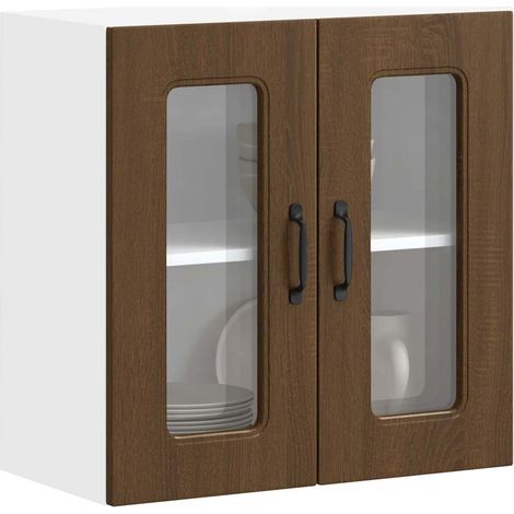 Küchen-Hängeschrank mit Glastür Kalmar Braun Eichen-Optik