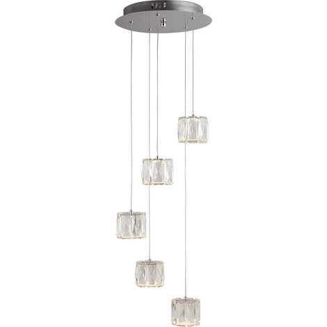 Searchlight Maxim - Luminaire suspendu à 5 ampoules LED en verre chromé (1/2)