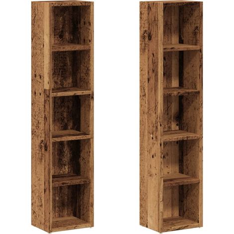 Maison Exclusive - Scaffali Porta CD 2 pz Legno Antico 21x16x93,5 cm in Truciolato