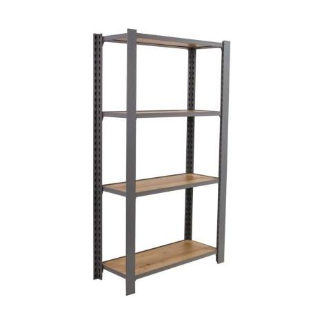 Étagère en métal gris nodi 4 étagères charge 200 kgs dim.1500x1600x300mm sans vis (1/2)