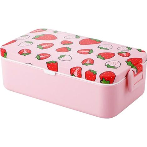 Boîte à lunch Bento LIFKOME Fraise pour micro-ondes, 1 étage (1/5)