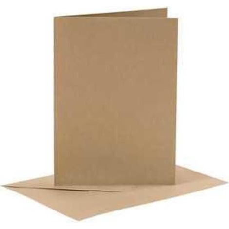 Cartes et Enveloppes - Naturel - 10,5x15 cm - 6 Sets - Papier Cartonné - Mixte