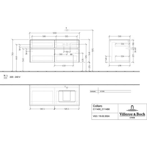 Villeroy & Boch C114B0AA WTUS Collaro C114B0 1200x548x500mm m.