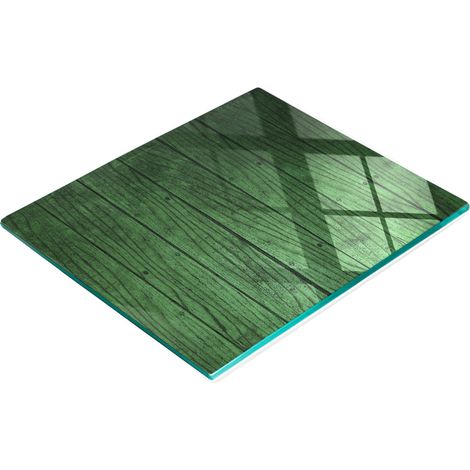 Planche à découper en verre avec motifs, style planches en bois, verte, 60 x 52 cm (1/5)