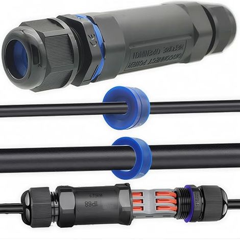 Cable Connector Coupler Electrical Extension Cable Waterproof Electrical Connectors In-Line Cable Connector 3-Pin Terminal Block Diameter of Connectors Diameter 6 mm-12 mm (1/5)
