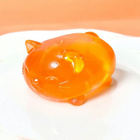 Jouet anti-stress Crystal Cat - Texture bonbon malté, rebond lent, idéal pour se détendre, jouet sensoriel anti-anxiété.Orange (1/3)