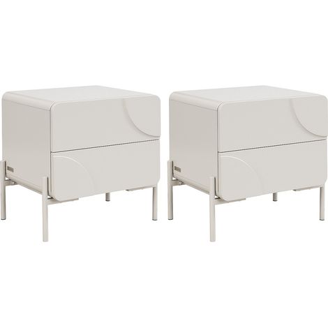 Comodino 2 cassetti MDF Beige - Lotto di 2 - ZELINARO